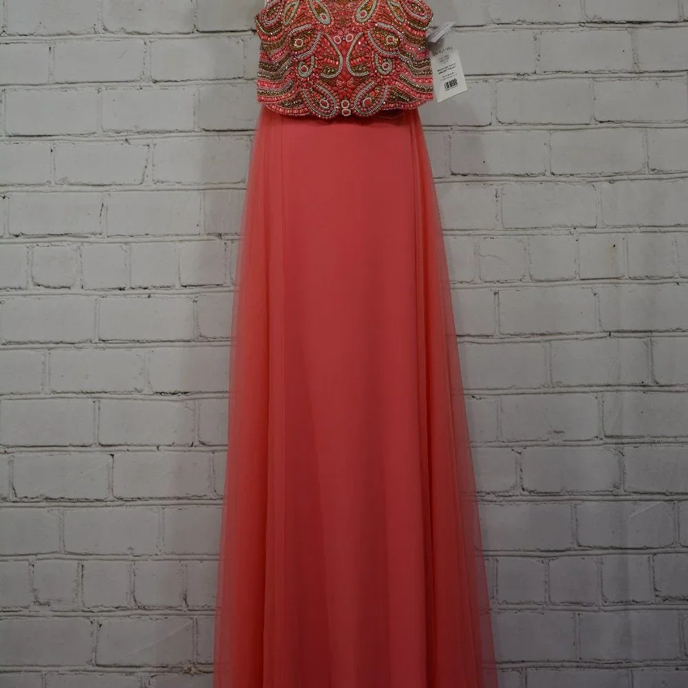 Sherri Hill Coral 2 Piece Gown Size 6 - Picture 2 of 12